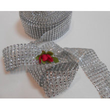 Fashion Silver Color Decorative Poly Mesh Ribbon Hot Diamante Style Ribbon Wrap Crafting Bridal